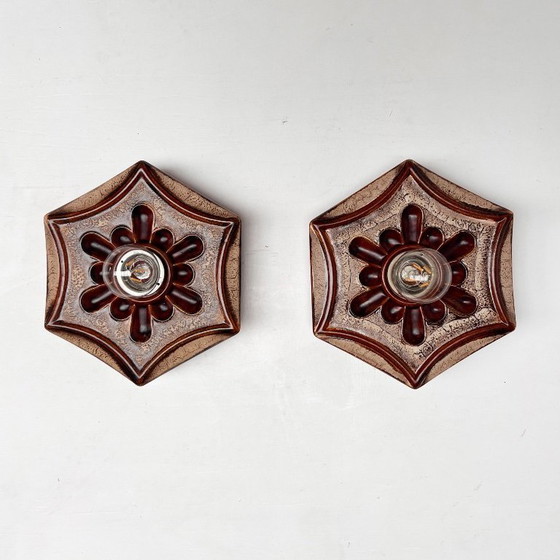 Image 1 of Juego de dos lámparas de pared Hustadt Leuchten, años 70