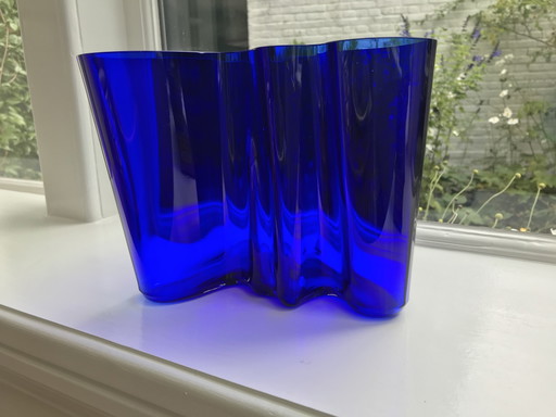 Vintage Alvar Aalto Vaas Kobaltblauw