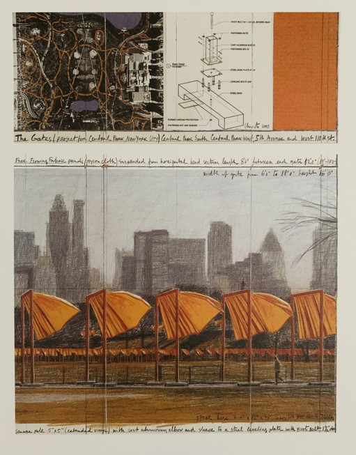 Christo, signé avec inscription au dos de l'empreinte. Copyright « Christo 2003 ». The Gates, projet pour Central Park, New 