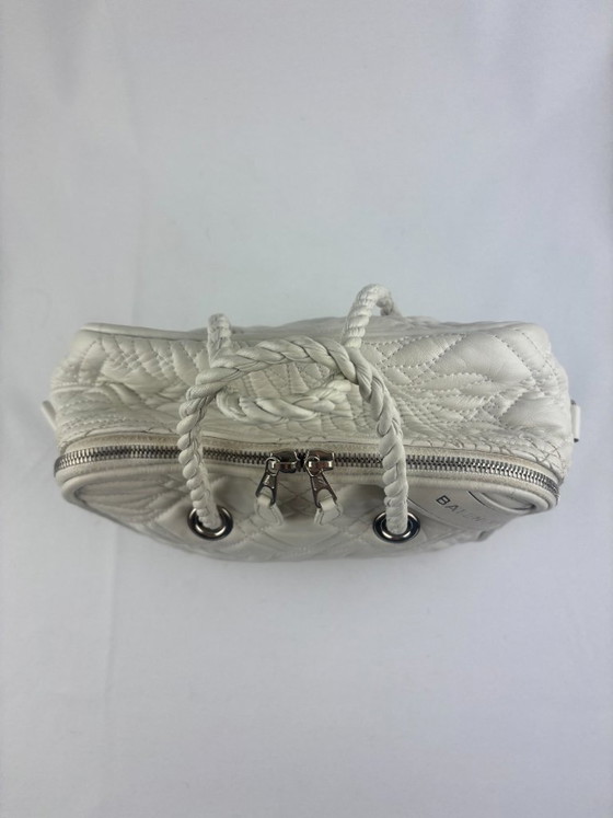 Image 1 of Balenciaga Blanket vierkante tas van wit leer met bloemenprint
