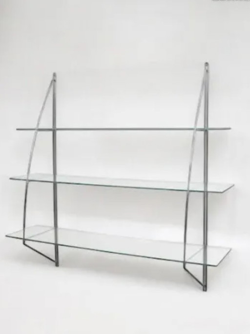 Libreria/spogliatoio vintage IKEA in vetro e cromo, realizzato da Tord Björklund.