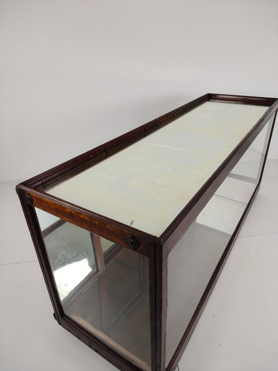 Image 1 of Comptoir de magasin anglais ancien avec miroir – vers 1920