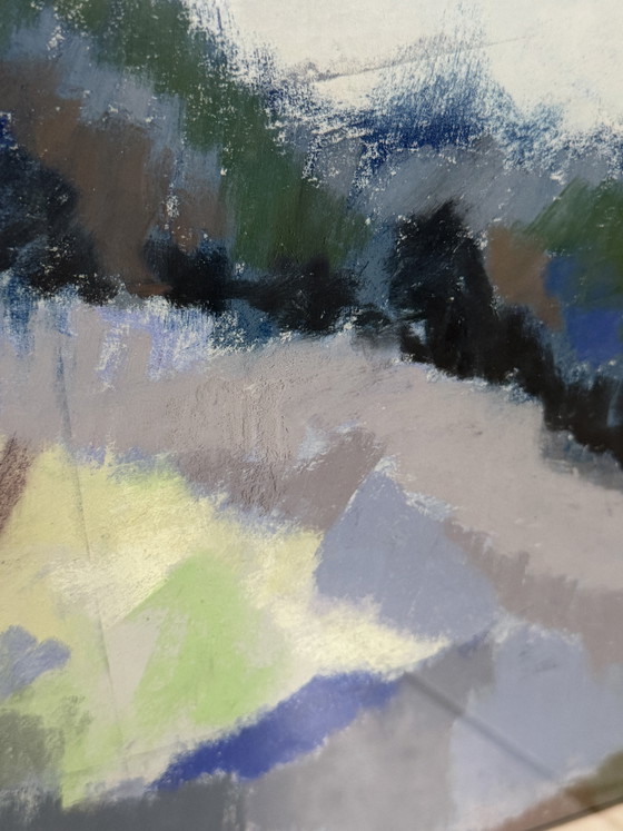 Image 1 of Atmospheric vintage painting with a soft, impressionistic landscape. Dimensions 61x70cm