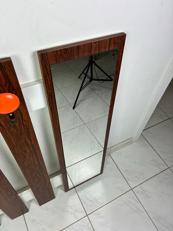 Appendiabiti vintage con specchio, effetto palissandro, Vetro, Plastica, Arancione (foto 3 di 15)