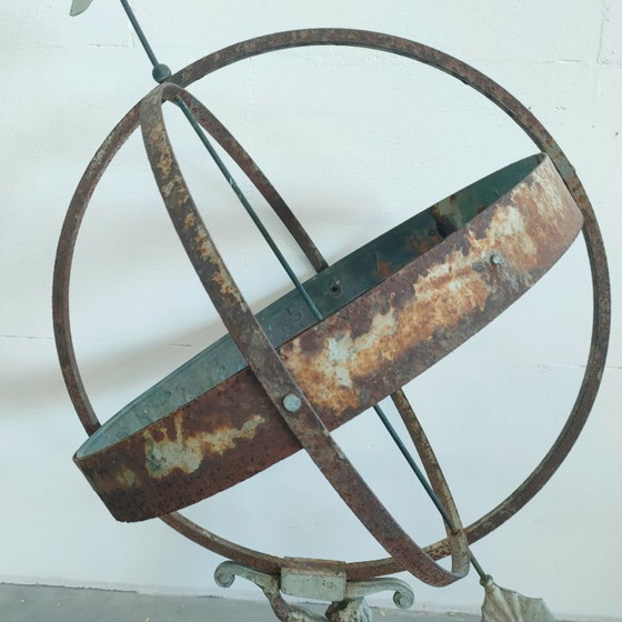 Image 1 of Vintage/Antieke gepatineerde zonnewijzer/ zonneklok Armillary tuindecoratie