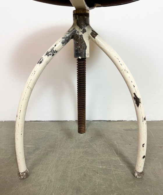 Image 1 of White Industrial Iron Stool, 1960s
