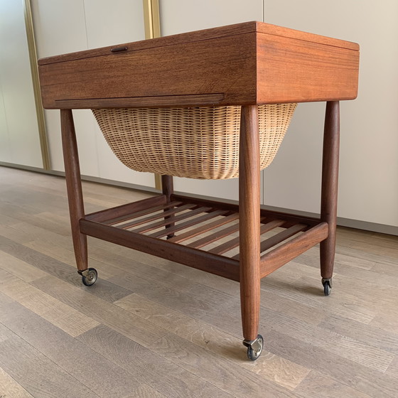 Image 1 of Chariot de couture design danois par Ejvind Johannson pour Vitré