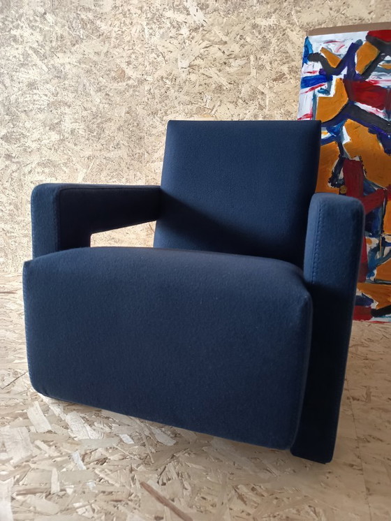 Image 1 of CASSINA Utrecht 637 armchair in Midnight BLUE Kvadrat wool by Gerrit Rietveld