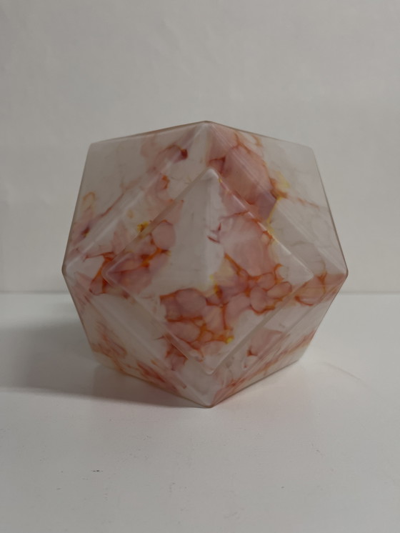 Image 1 of Plafoniera antica con vetro arancione rosso gemmato Art Déco