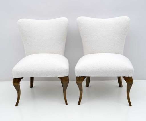 Paar kleine italienische Boucle-Sessel im Chippendale-Stil, 1940er