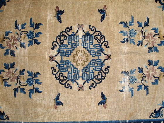 Image 1 of Tapis chinois ancien de Pékin, fait main, 128 cm x 195 cm (4,2 pi x 6,3 pi), 1880 - 1C275