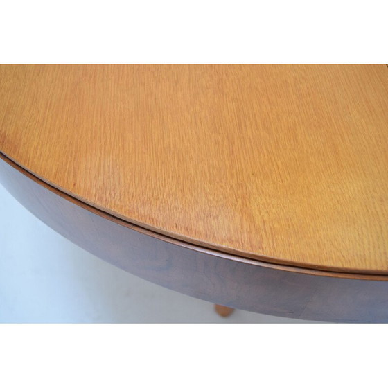 Image 1 of Vintage round wooden folding table by Jindrich Halabala, Czechoslovakia 1950