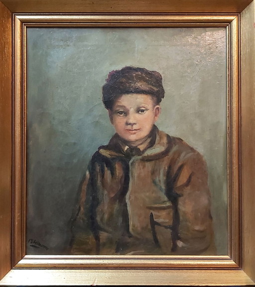 Antique painting portrait of a boy 1920 by William F. Ashburner