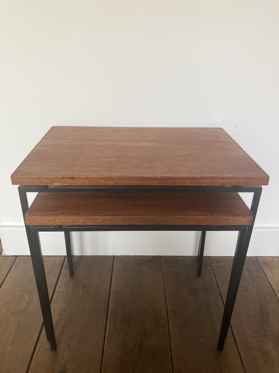 Image 1 of Ensemble de tables d'appoint vintage Pastoe, en métal et bois