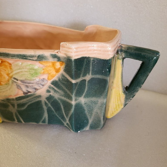Image 1 of Polychromer Art-Deco-Pflanzkübel, Keramik und Engobe, 192, Frankreich
