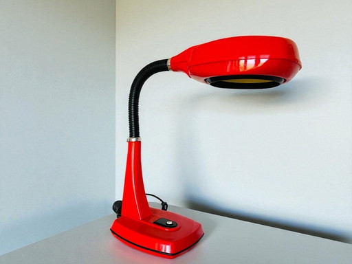 Retro futurist red goosenck desk lamp frm USSR, 1980s