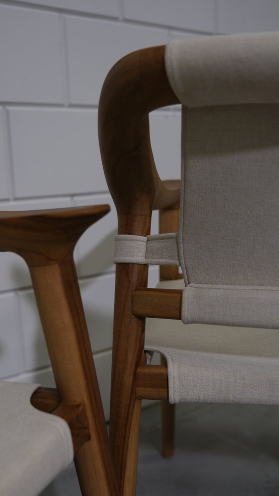 Image 1 of Set van 2 massief teak Lyra stoelen – minimalistisch design geïnspireerd op Noors vintage (showroommodel)