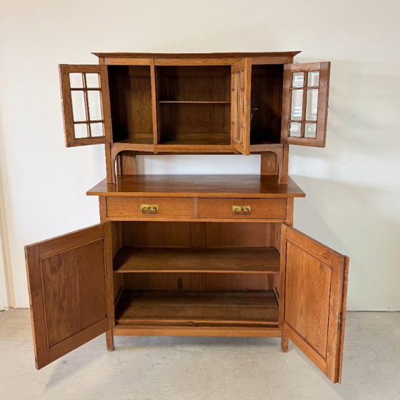 Antieke Art Deco Buffetkast Eiken Amsterdamse School Jaren 30 – Buffetkasten, Wood, Vintage (photo 5 of 11)