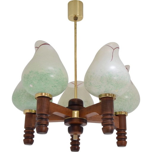 Mid-Century Holz Kronleuchter 1970er Jahre