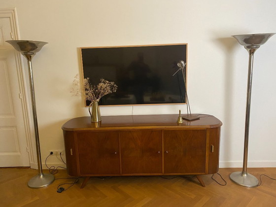 Image 1 of Coppia di lampade da terra Art Déco - Nichel, ispirate a Demeyere