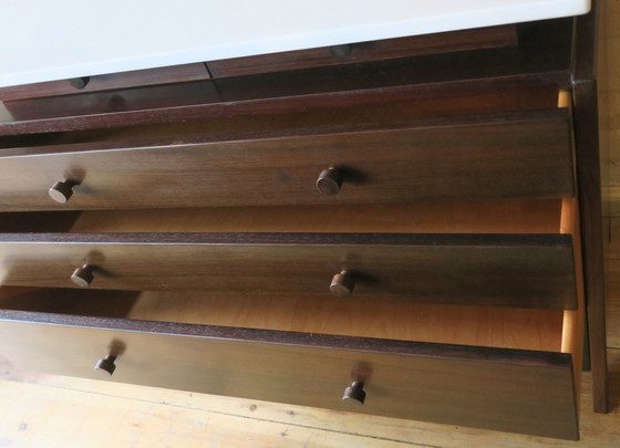 Image 1 of Italian Marble and Mahogany Chest of Drawers, 1960s