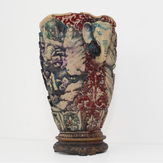 Image 1 of Elegante vaso vintage in stile Chinoiserie