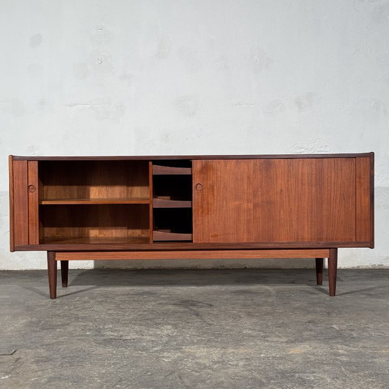 Danish Teak Tambour Sideboard, Attributed to Svend Aage Larsen for Faarup Møbelfabrik, 1960s, Wood, Brown (photo 12 of 20)