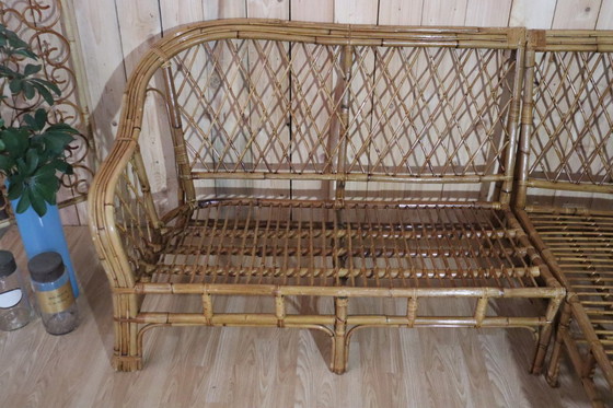 Image 1 of Divano angolare modulare in rattan vintage