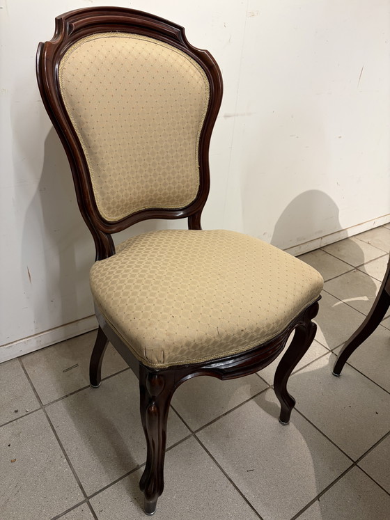 Image 1 of Antiker Collisen-Tisch mit einer massiven Mahagoni-Zwischenplatte und 6 Mahagoni-Stühlen