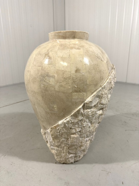 Image 1 of Travertijn Mactan Stenen Zuilen & Vaas 1980's