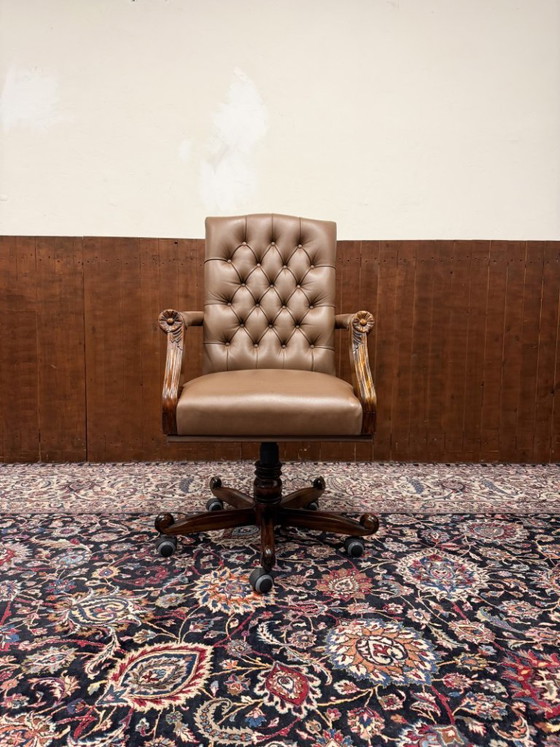 Sedia da Ufficio Chesterfield Inglese Marrone – Sedie da ufficio, Leather, Wood (photo 2 of 7)