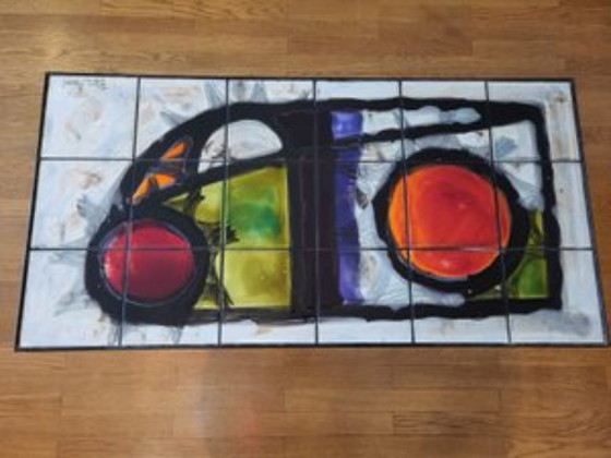 Image 1 of Juliette Belarti coffee table in Volcan lava and Belgium ceramics 1960