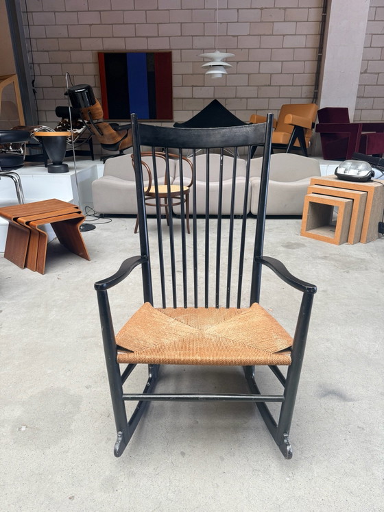 Fdb Möbler J16 Mecedora, Hans Wegner, Madera, Mimbre, Negro, Modern (foto 6 de 13)