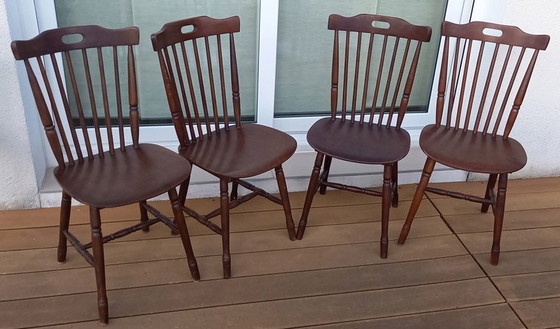 Image 1 of 4x Chaises Bistrot Western Vintage