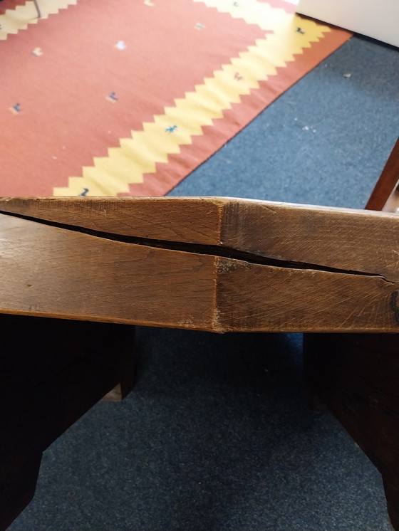 Image 1 of 1 x brutalistischer, schwerer Couchtisch aus Eiche aus den 1970er Jahren