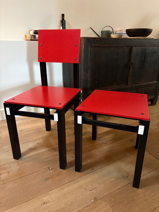 Image 1 of original Rietveld Originals Military Chair with matching Military Stool,