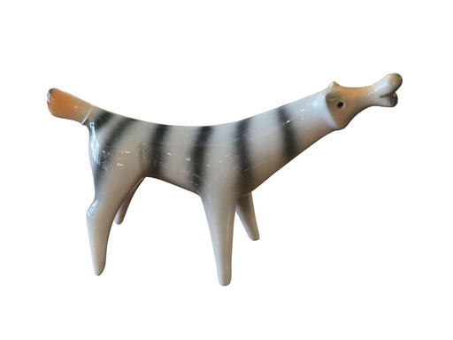 Miniature Zebra sculpture by Roberto Rogan in multicolored ceramic, Italy, 60ss