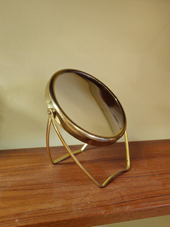 Image 1 of Vintage Messing Make-up Spiegel Kaptafel Makeup