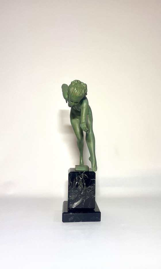 Image 1 of Beautiful Art Deco Statue , Signed (Derrene) , Max Le Verrier