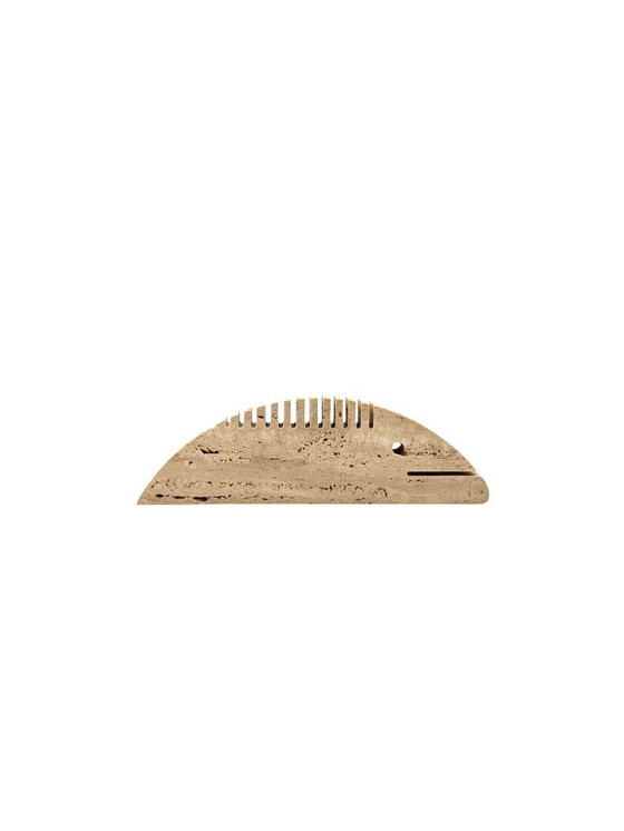 Image 1 of Brutalist travertine fish shaped desk organizer/ figure, Enzo Mari F.lli Mannelli, Italy, 1970s