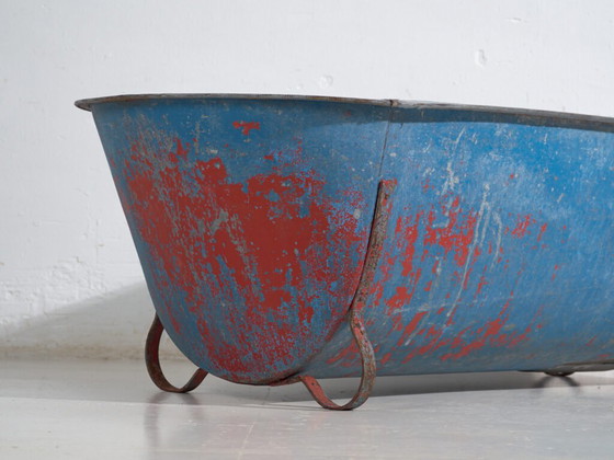 Baignoire ancienne en zinc galvanisé – Bac industriel européen – circa 1900 #1 – Cache pots, Iron, Rustic (photo 10 of 39)