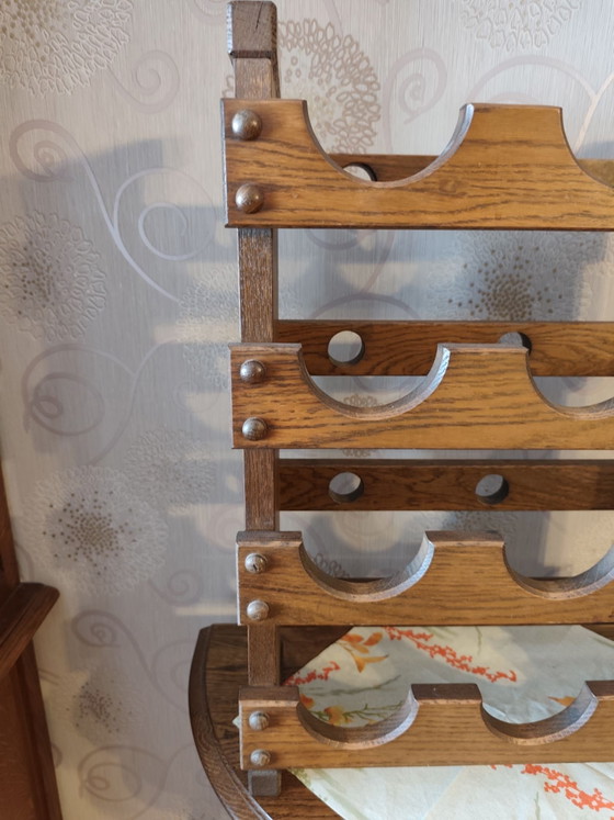 Vintage Brutalist Wine Rack – Metal, Wood (photo 11 of 11)