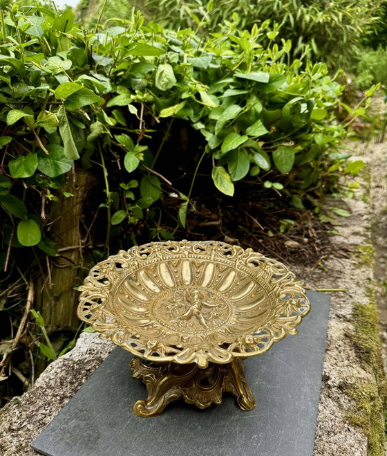 Large brass Art Nouveau fruit bowl (photo 5 of 6)