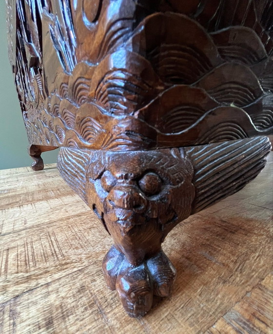 Image 1 of Antique Chinese camphor chest with rich wood carving