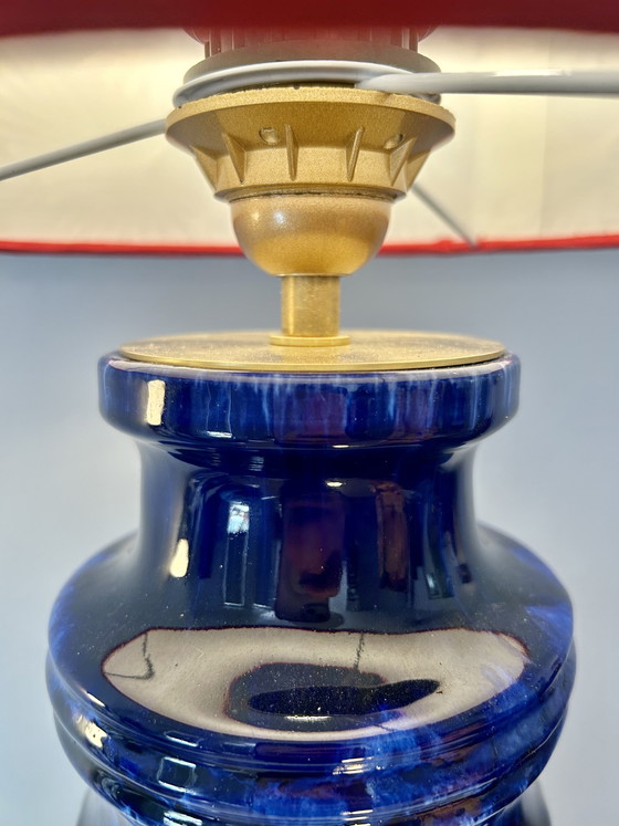 Image 1 of Large 1970s vase lamp with expressive glaze and typical pagoda shape