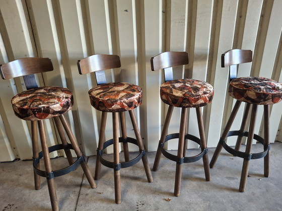 Image 1 of 4x Bar stool bar chair stool vintage brutalist design