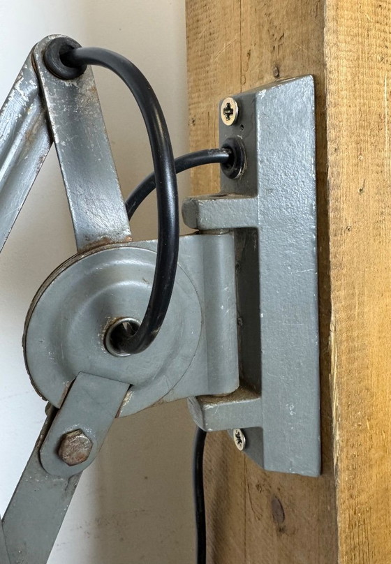 Image 1 of Grijze industriële schaarwandlamp van Elektroinstala, jaren 60