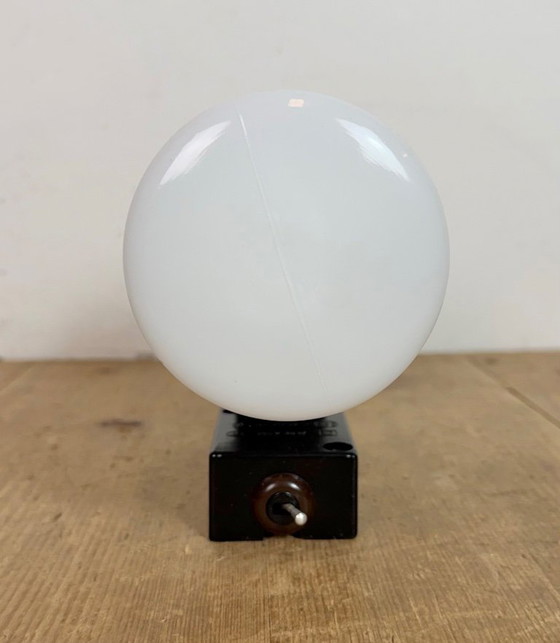 Image 1 of Industrial Brown Bakelite Wall Light with Milk Glass, 1960s