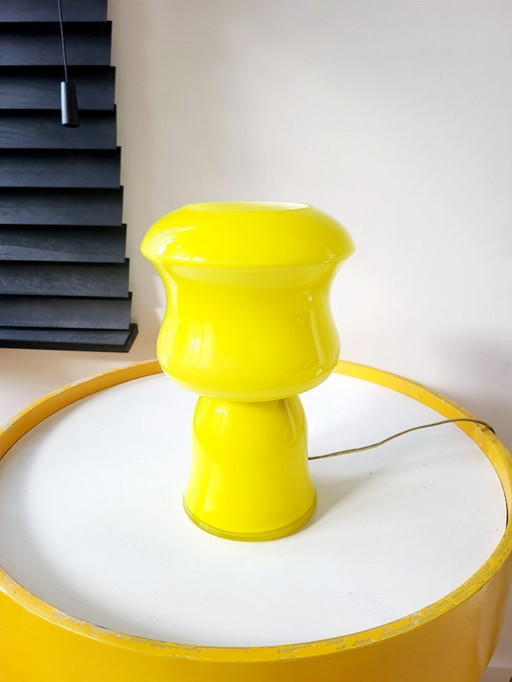 Vintage glass table lamp, Murano, yellow, Italy, 1960s