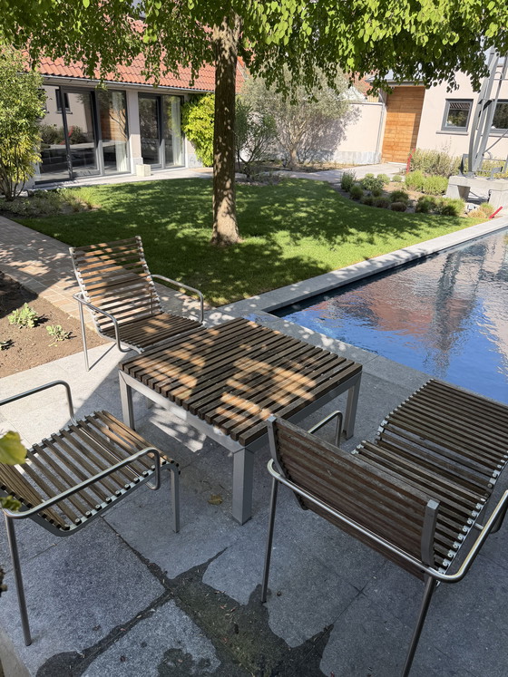 Image 1 of   Extremis design tuinset – tafel + 8 stoelen + lounge set 3 stelen en voetbank